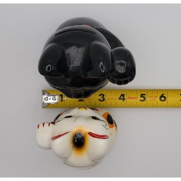 Set Of 2 Ceramic Maneki Neko Lucky Cat Coin Banks - Picture 8 of 8